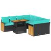 vidaXL Set mobilier grădină perne 9 piese negru poliratan/lemn acacia