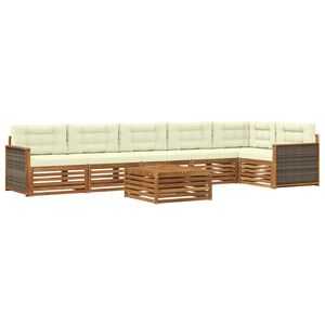 vidaXL Set de canapele de exterior cu pernă 7 pcs Natural și Crem