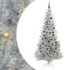 vidaXL Brad de Crăciun cu 300 LED cu suport Argintiu 240 cm PET