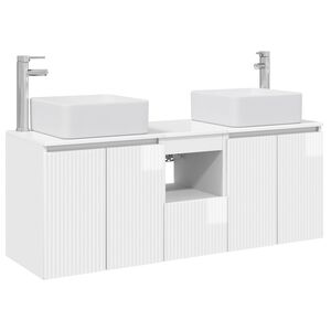 vidaXL Set dulap baie 3 buc. Alb foarte lucios 49,5 x 41 x 63 cm