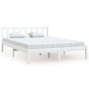 vidaXL Cadru de pat, alb, 140x200 cm, lemn masiv de pin