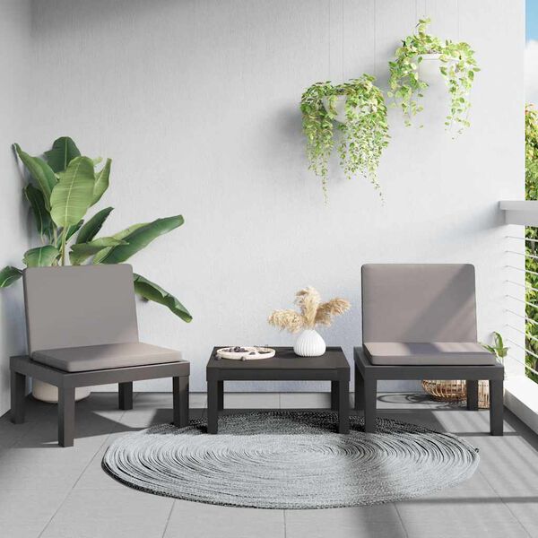 vidaXL Șezlong cu perne, antracit, PP