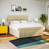 vidaXL Pat box spring cu saltea, crem, 200x200 cm, textil