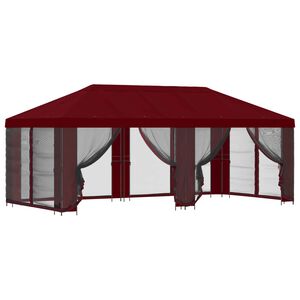 vidaXL Pavilion cu panouri laterale 6 x 3 m Burgundy Poliester și oțel