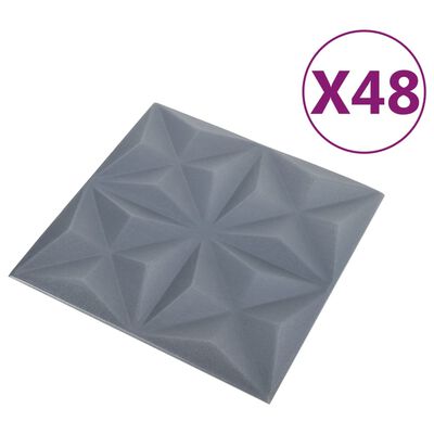 vidaXL Panouri de perete 3D 48 buc. gri 50x50 cm model origami 12 m²