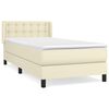 vidaXL Pat box spring cu saltea, crem, 100x200 cm, piele ecologică