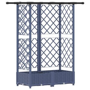 vidaXL Pat Ridicat cu Trellis și Acoperiș Gri 124 x 40 x 121 cm PP
