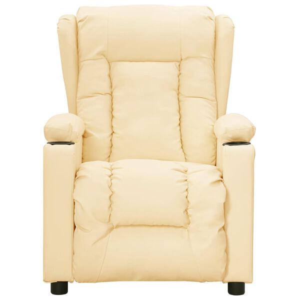 vidaXL Fotoliu rabatabil electric, crem, piele ecologică