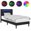 vidaXL Cadru de pat cu benzi LED Negru 90 x 190 cm Piele artificială
