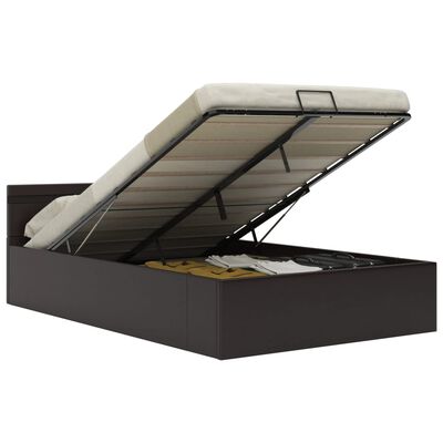 vidaXL Cadru pat hidraulic ladă și LED gri 140x200 cm piele ecologică