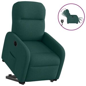 vidaXL Fotoliu electric rabatabil cu ridicare, verde &icirc;nchis, textil