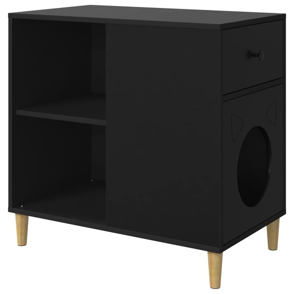 vidaXL Casa pentru pisici Negru 72 x 42.5 x 70 cm Lemn compozit