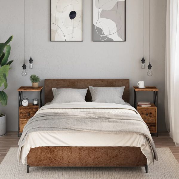 vidaXL Noptiere, 2 buc, lemn vechi, 34x35,5x70 cm, lemn prelucrat