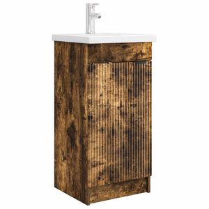 vidaXL Mobilă de baie cu chiuvetă Stejar fumuriu 42 x 40 x 84,5 cm