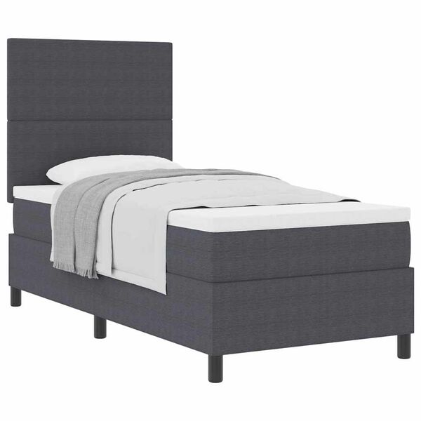 vidaXL Pat cu arcuri cu headboard Gri &icirc;nchis și alb 80 x 200 cm