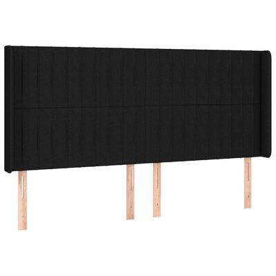 vidaXL Tăblie de pat cu LED, negru, 163x16x118/128 cm, textil