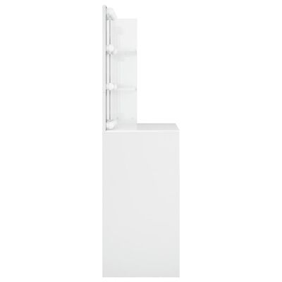 vidaXL Masă de toaletă cu LED, alb extralucios, 74,5x40x141 cm