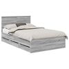 vidaXL Cadru de pat cu sertar Gri Sonoma 120 x 190 cm Lemn Ingineresc