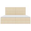 vidaXL Pat cu saltea și LED cu saltea Creme 200 x 200 cm Poliester