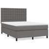 vidaXL Pat box spring cu saltea, gri, 140x190 cm, piele ecologică