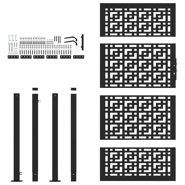 vidaXL Poartă de grădină neagră 100x175 cm, oțel, model cruce