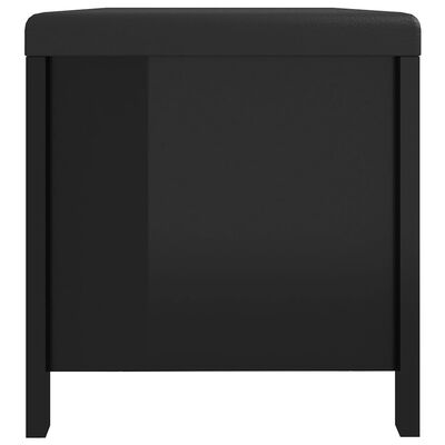 vidaXL Cutie depozitare cu pernă, negru extralucios,105x40x45 cm, lemn