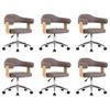 vidaXL Scaune pivotante masă, 6 buc., gri taupe, lemn curbat & textil