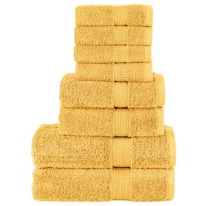 vidaXL Set de prosoape premium SOLUND, 8 piese, auriu, 600 g/m&sup2;