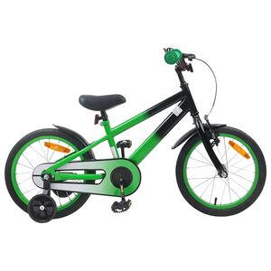 vidaXL Bicicletă pentru Copii 16 Inci pentru 4-6 ani Verde Negru
