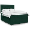 vidaXL Pat box spring cu saltea, verde &icirc;nchis, 140x190 cm, catifea