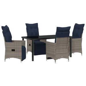 vidaXL Set de masă și scaune cu pernă 5 pcs Gri Ratan PE