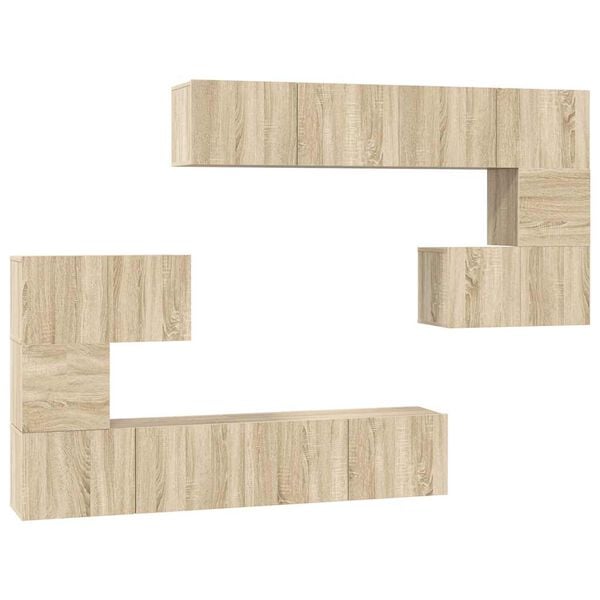 vidaXL Set dulap TV, 8 piese, stejar sonoma, lemn prelucrat