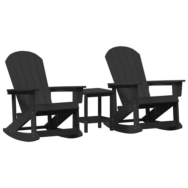 vidaXL Set de lounge pentru grădină 3 pcs Negru HDPE