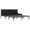 vidaXL Set mobilier grădină 3 piese, gri &icirc;nchis, poliratan semi-rotund