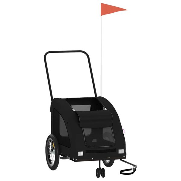 vidaXL Remorcă bicicletă animale companie, negru, textil oxford/fier