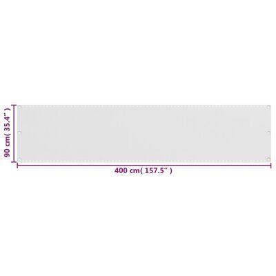 vidaXL Prelată pentru balcon din HDPE, 90 x 400 cm, alb