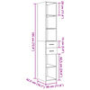 vidaXL Dulap înalt, gri beton, 30x42,5x185 cm, lemn prelucrat