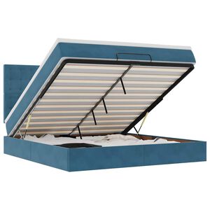 vidaXL Cadru pat otoman cu saltele Albastru &icirc;nchis 180x200cm catifea