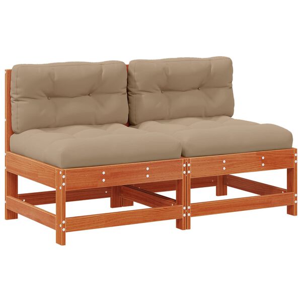 vidaXL Canapea de Grădină Din Mijloc Lemn masiv de pin Maro Ceară