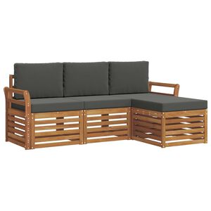 vidaXL Set de canapele de exterior cu pernă 4 pcs Natural și Antracit