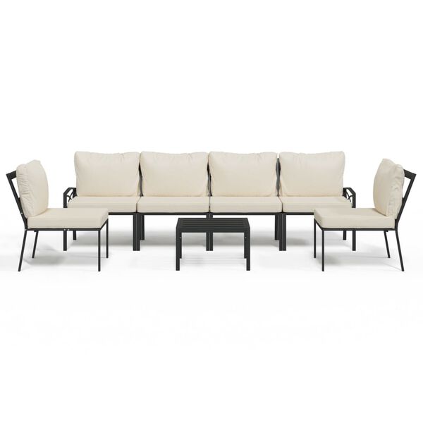 vidaXL Set mobilier de grădină cu perne nisipii, 7 piese, oțel