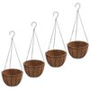 vidaXL Jardiniere suspendate căptușeală cocos 4buc negru &Oslash;35x52cm oțel