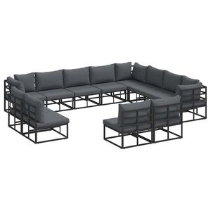 vidaXL Set de canapele pentru grădină 12 buc. Negru Aluminiu