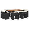 vidaXL Set mobilier de exterior cu perne, 11 piese, negru, poliratan