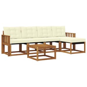 vidaXL Set de canapele de exterior cu pernă 6 pcs Natural și Crem
