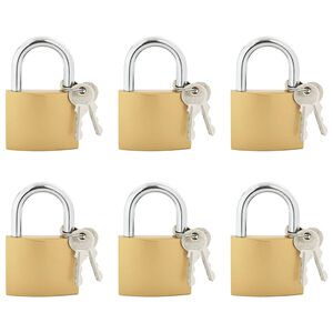 vidaXL U Lock cu Chei 6 buc. Alamă Fier