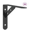 vidaXL Suporturi rafturi, 4 buc., 20x2,5x14 cm, negru, oțel inoxidabil