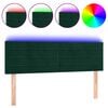 vidaXL Tăblie de pat cu LED, verde &icirc;nchis, 144x5x78/88 cm, catifea