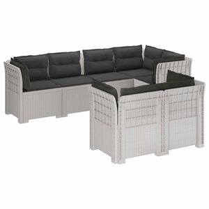 vidaXL Canapea cu 7 Locuri de Grădină cu Perne Aspect Ratan PP Alb