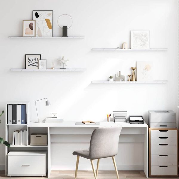 vidaXL Raft de perete 4 pcs Marmură albă 115 x 9 x 3 cm Lemn compozit